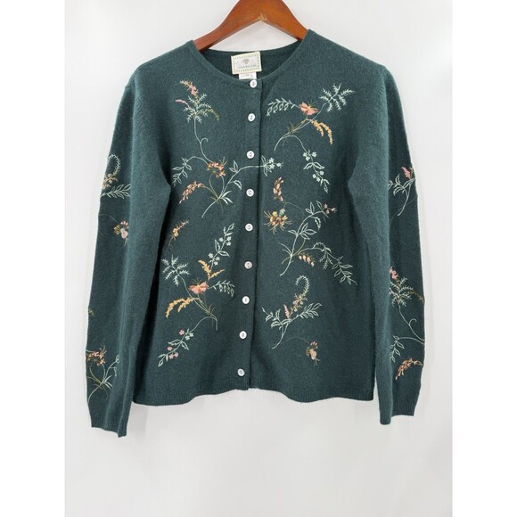 Susan Bristol Cardigan Lambswool/Angora Rabbit Sweater Embroidered PETITE SMALL - Picture 3 of 13